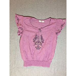 Womens Solitaire Blouse Size Large Embroidery Formal  Grandma Casual Church